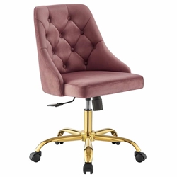 Distinct Tufted Swivel Performance Velvet Office Chair - Gold Dusty Rose 