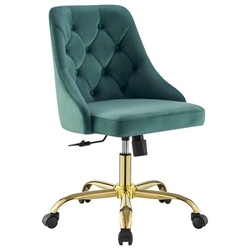 Distinct Tufted Swivel Performance Velvet Office Chair - Gold Teal 