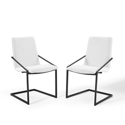 Pitch Dining Armchair Upholstered Fabric Set of 2 - Black White 