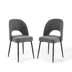 Rouse Dining Side Chair Upholstered Fabric Set of 2 - Black Charcoal 