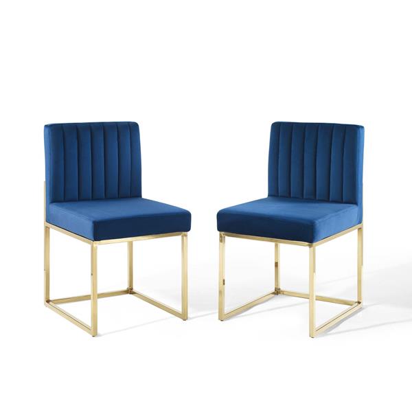 Carriage Dining Chair Performance Velvet Set of 2 - Gold Navy 