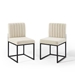 Carriage Dining Chair Upholstered Fabric Set of 2 - Black Beige - MOD7176