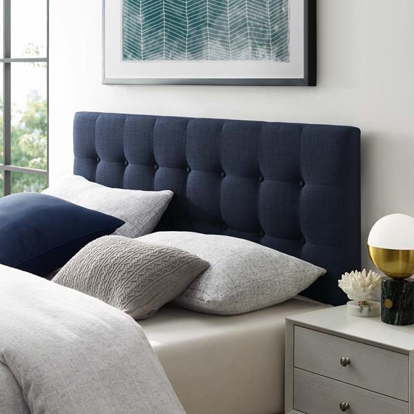 Modway Emily Upholstered Tufted Button Fabric Queen Size Headboard In Navy 