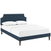 Corene King Fabric Platform Bed with Squared Tapered Legs - Azure - MOD7476