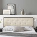 Collins Tufted Queen Fabric and Wood Headboard - Black Beige - MOD7484