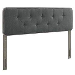 Collins Tufted King Fabric and Wood Headboard - Gray Charcoal 