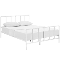 Dower Queen Stainless Steel Bed - White 