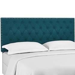 Helena Tufted King and California King Upholstered Linen Fabric Headboard - Teal 