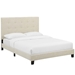 Melanie Twin Tufted Button Upholstered Fabric Platform Bed - Beige - MOD7994
