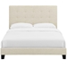 Melanie Twin Tufted Button Upholstered Fabric Platform Bed - Beige - MOD7994