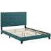 Melanie Queen Tufted Button Upholstered Fabric Platform Bed - Teal - MOD8006