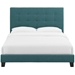 Melanie Queen Tufted Button Upholstered Fabric Platform Bed - Teal - MOD8006