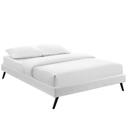 Loryn Full Vinyl Bed Frame with Round Splayed Legs - White 