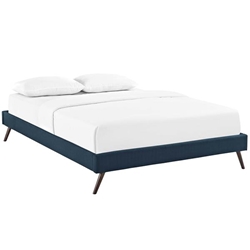 Loryn Full Fabric Bed Frame with Round Splayed Legs - Azure 