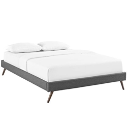 Loryn Queen Fabric Bed Frame with Round Splayed Legs - Gray 