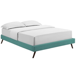 Loryn Queen Fabric Bed Frame with Round Splayed Legs - Teal 