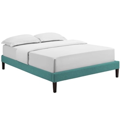 Tessie Full Fabric Bed Frame with Squared Tapered Legs - Teal 