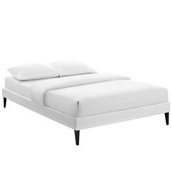 Tessie Queen Vinyl Bed Frame with Squared Tapered Legs - White 