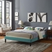 Tessie King Fabric Bed Frame with Squared Tapered Legs - Teal - MOD8068