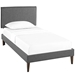 Amaris Twin Fabric Platform Bed with Squared Tapered Legs - Gray - MOD8076