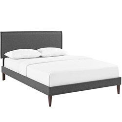 Amaris Full Fabric Platform Bed with Squared Tapered Legs - Gray 