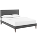 Virginia Queen Fabric Platform Bed with Squared Tapered Legs - Gray - MOD8099