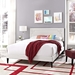 Ruthie Queen Vinyl Platform Bed with Squared Tapered Legs - White - MOD8113
