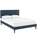 Ruthie King Fabric Platform Bed with Squared Tapered Legs - Azure - MOD8115
