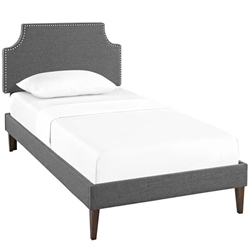 Corene Twin Fabric Platform Bed with Squared Tapered Legs - Gray 