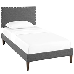 Macie Twin Fabric Platform Bed with Squared Tapered Legs - Gray 