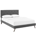 Tarah King Fabric Platform Bed with Round Splayed Legs - Gray - MOD8178