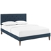 Tarah King Fabric Platform Bed with Squared Tapered Legs - Azure - MOD8181