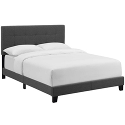 Amira Twin Upholstered Fabric Bed - Gray 