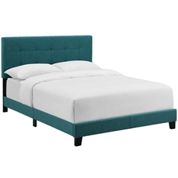 Amira Full Upholstered Fabric Bed - Teal 