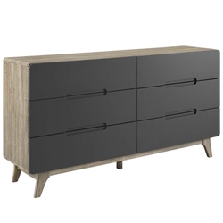 Origin Six-Drawer Wood Dresser or Display Stand - Natural Gray 