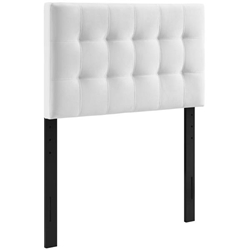 Lily Biscuit Tufted Twin Performance Velvet Headboard - White 