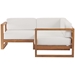 Upland Outdoor Patio Teak Wood 3-Piece Sectional Sofa Set B - Natural White - MOD8817