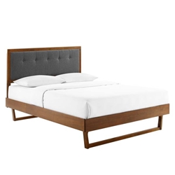 Willow Queen Wood Platform Bed With Angular Frame - Walnut Charcoal 