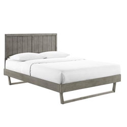 Alana Full Wood Platform Bed With Angular Frame - Gray 