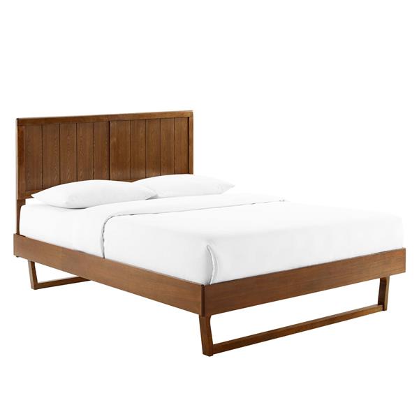 Alana Full Wood Platform Bed With Angular Frame - Walnut 