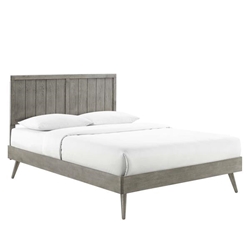 Alana Twin Wood Platform Bed With Splayed Legs - Gray 