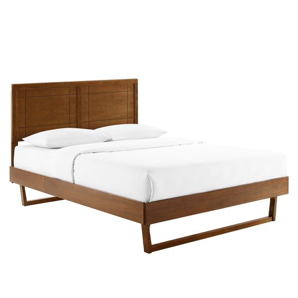 Marlee Full Wood Platform Bed With Angular Frame - Walnut 