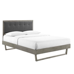 Willow Full Wood Platform Bed With Angular Frame - Gray Charcoal 