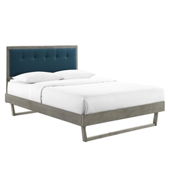 Willow King Wood Platform Bed With Angular Frame - Gray Azure 