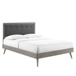 Willow Full Wood Platform Bed With Splayed Legs - Gray Charcoal 