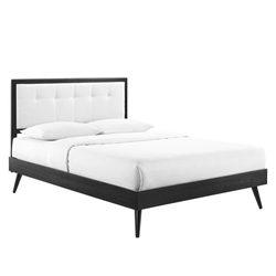 Willow King Wood Platform Bed With Splayed Legs - Black White 