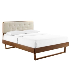 Bridgette Full Wood Platform Bed With Angular Frame - Walnut Beige 