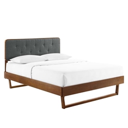 Bridgette Twin Wood Platform Bed With Angular Frame - Walnut Charcoal 