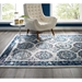 Entourage Odile Distressed Floral Moroccan Trellis 5x8 Area Rug - Ivory and Blue - MOD9076