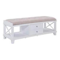 Wyndcliff White Upholstered Storage Bench 